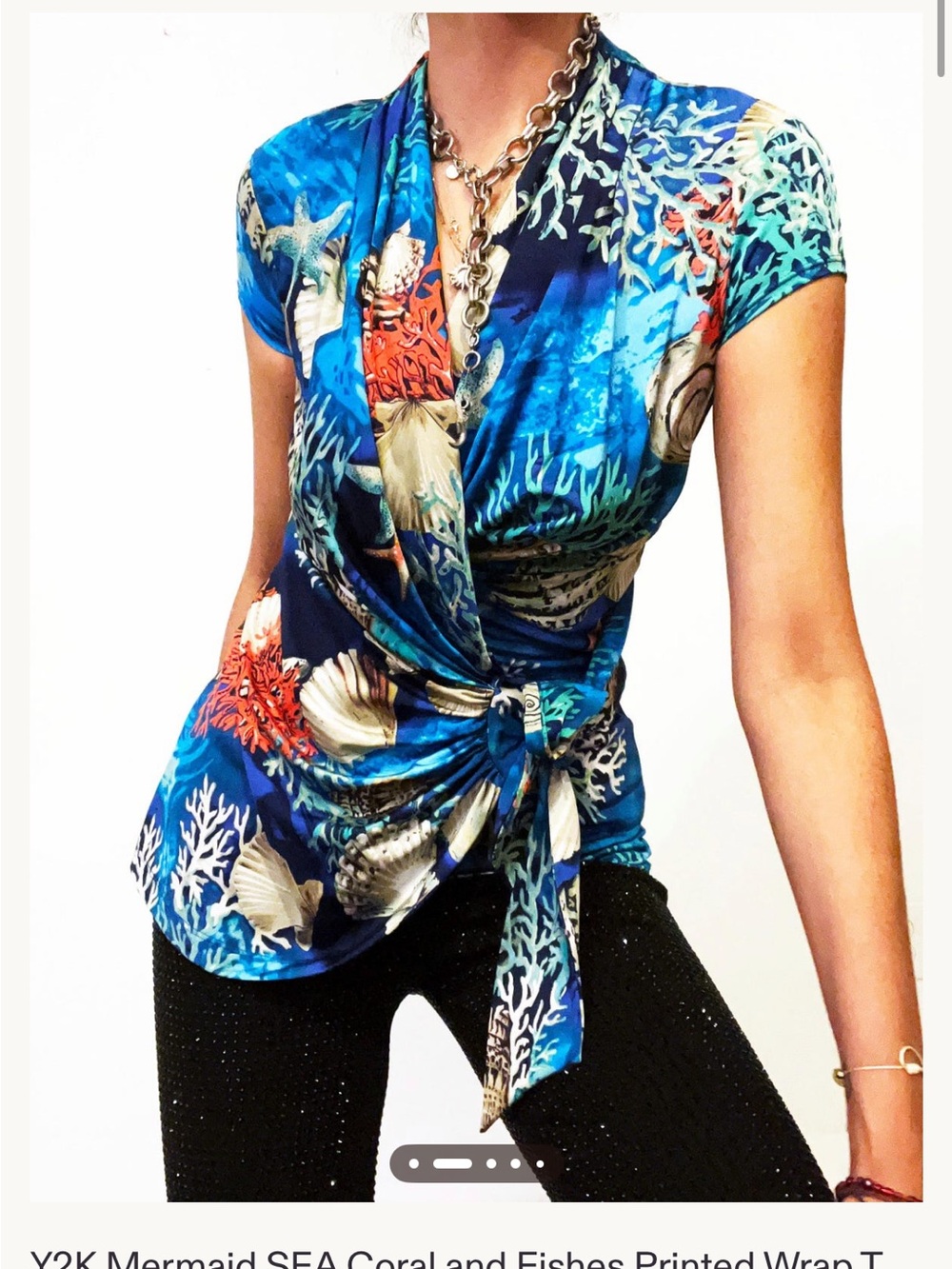 Vintage Y2K Cache wrap top sleeveless mermaid vibes small